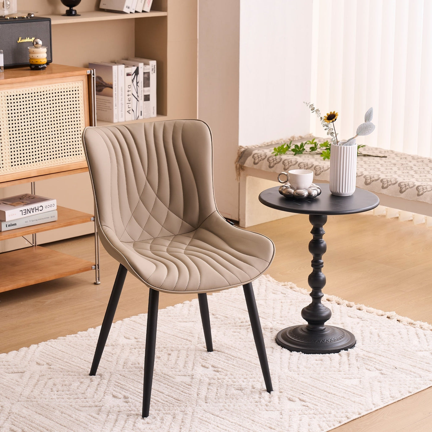 Lot de 2 chaises de salle à manger modernes en cuir rembourré sans accoudoirs