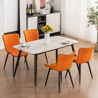 Lot de 2 chaises de salle à manger modernes en cuir rembourré sans accoudoirs