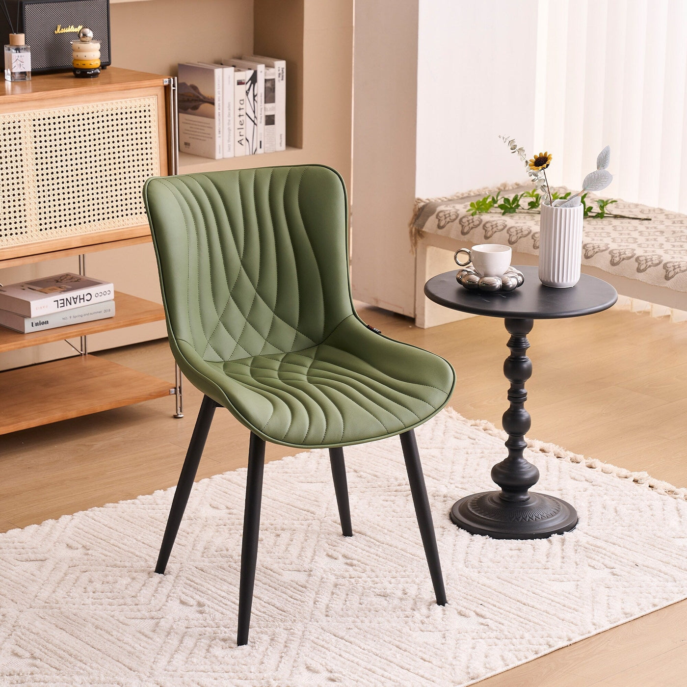 Lot de 2 chaises de salle à manger modernes en cuir rembourré sans accoudoirs