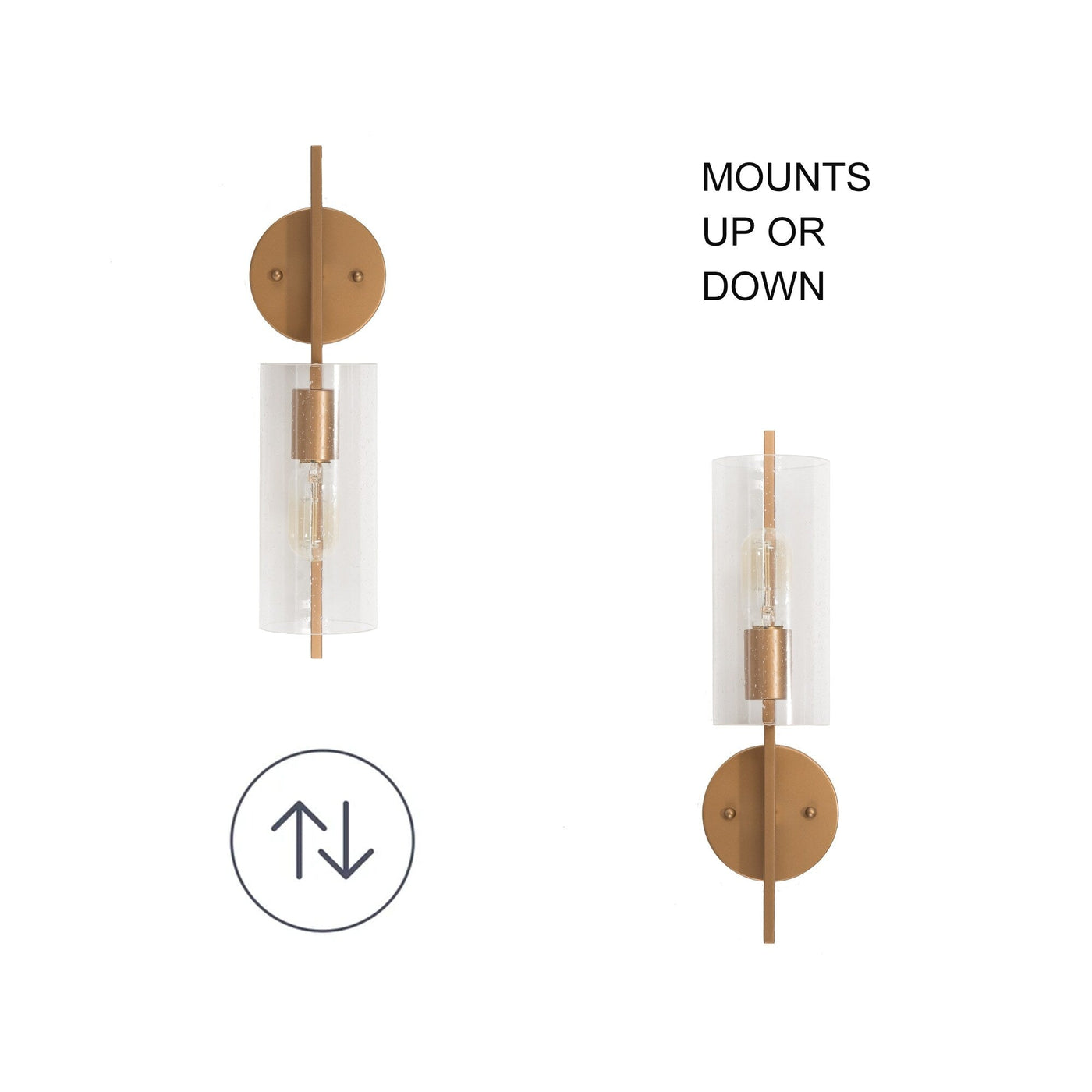 Applique murale de salle de bain transitionnelle en verre grainé de style campagnard moderne Zenith