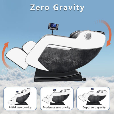Fauteuil inclinable de massage à gravité zéro avec massage complet du corps, chauffage et audio Bluetooth intégré