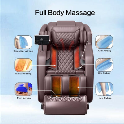 Fauteuil inclinable de massage à gravité zéro avec massage complet du corps, chauffage et audio Bluetooth intégré