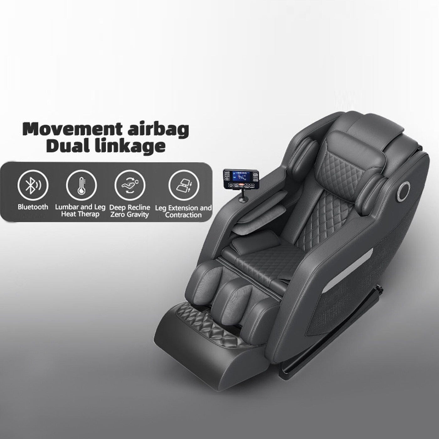 Fauteuil inclinable de massage à gravité zéro avec massage complet du corps, chauffage et audio Bluetooth intégré