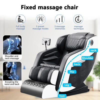 Fauteuil inclinable de massage à gravité zéro avec massage complet du corps, chauffage et audio Bluetooth intégré